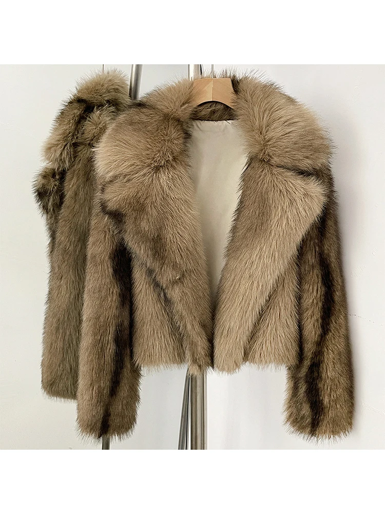 Mumaroho 2026 Winter Autumn Women Faux Fur Jacket Coat Striped Long Sleeve Thick Warm Outwear Fluffy Coat For Women image 3