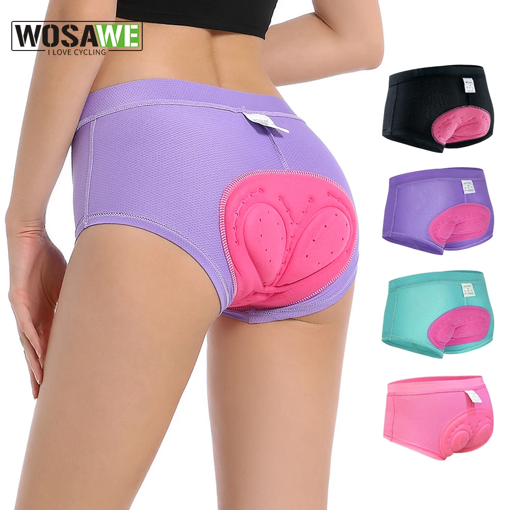 WOSAWE Women's Cycling Shorts 3D Gel Padded Breathable Underwear Bicycle Bike Underwear Downhill Bicycle Shorts Pink S-2XL