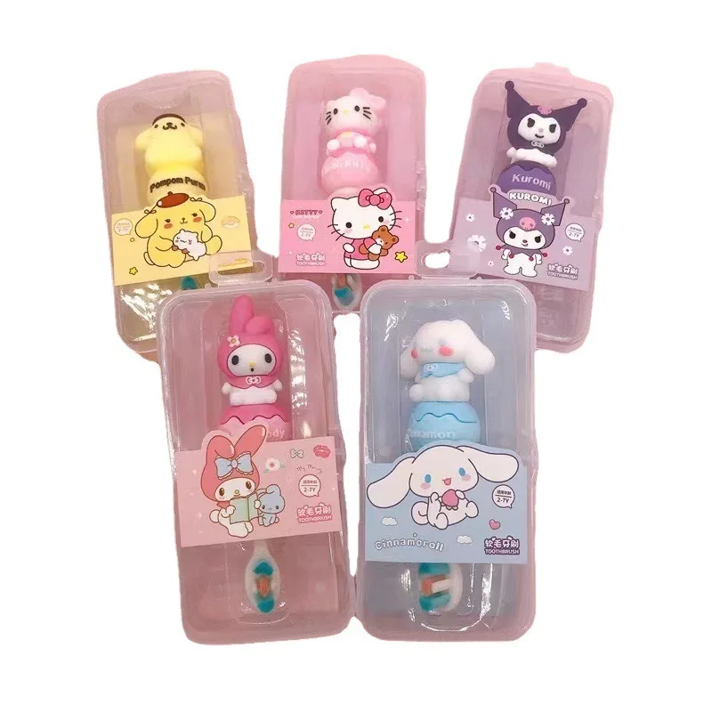 Sanrio Hello Kitty My Melody Kuromi Children's Toothbrush Kawaii Cartoon Toothbrush Soft Bristles Holiday Gifts for Children