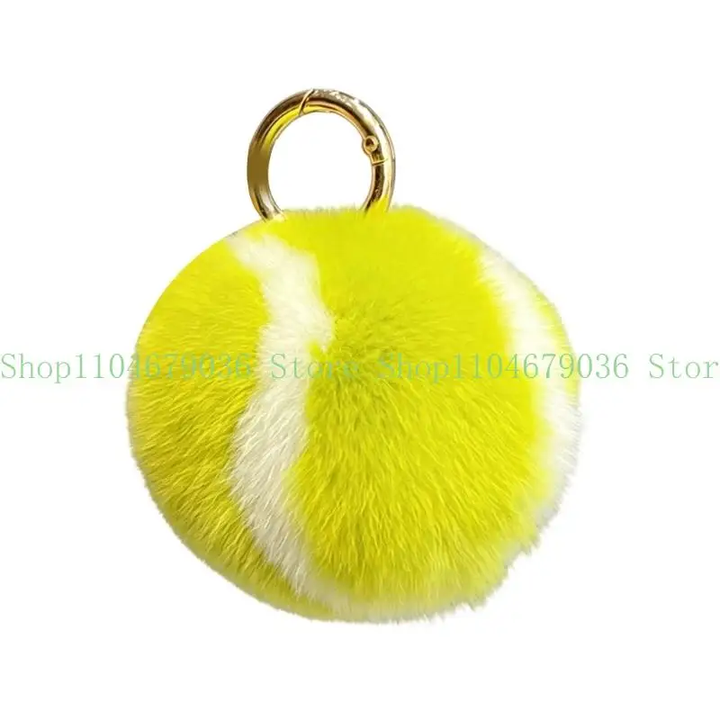 652F Lovely Tennis Ball Plush Keychain Car Keys Accessory Decorative Gift for Her