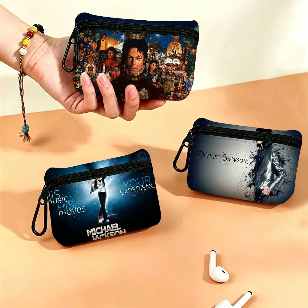 M-Michael J-Jackson Oxford Fabric Zipper Pouch Lightweight Hanging Coin Wallet For Coins ID Cards Keys Lipstick Earbuds