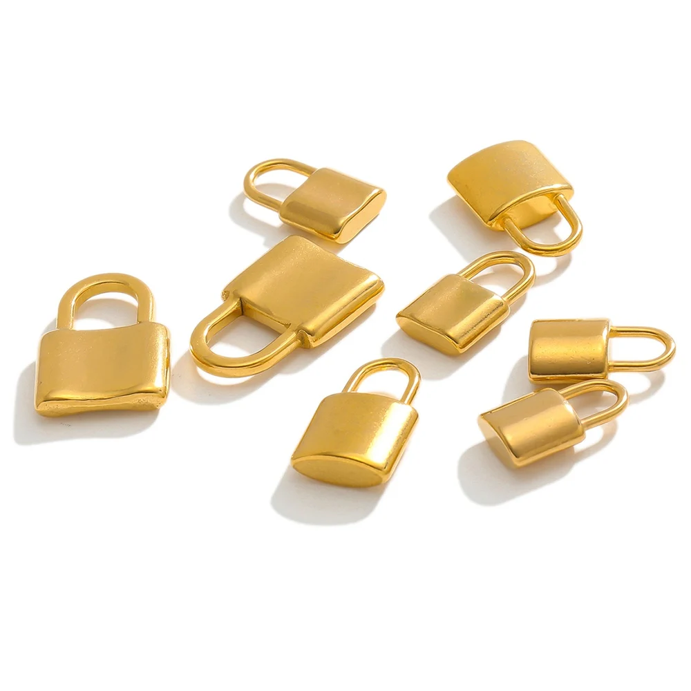 5pcs/lot Stainless Steel Gold Color Lock Shaped Charms Pendants for DIY Jewelry Necklace Components Bracelet Making Accessories