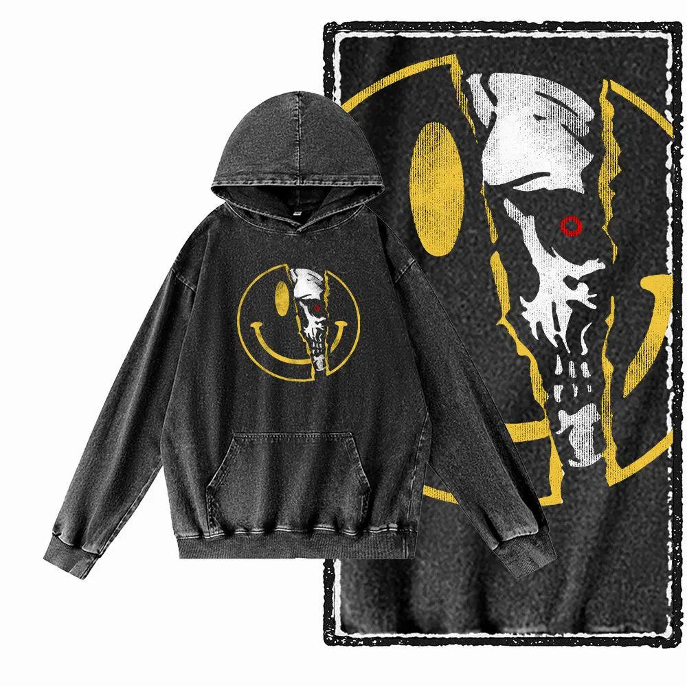 G25 Acid Washed Black Cool Vintage Cotton Herren COOLMIND bedruckte Grafik-Hoodies |    Streetwear Big Size O-Ausschnitt Hoodie