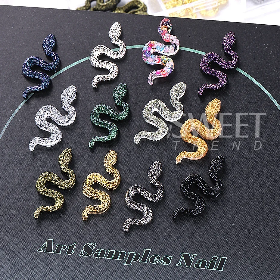 12 شبكة الشرير القوطية الأفعى مسمار الديكور سحر الراتنج والمعادن تصميم لامعة مجوهرات DIY بها بنفسك هالوين عطلة نمط مانيكير جزء #3