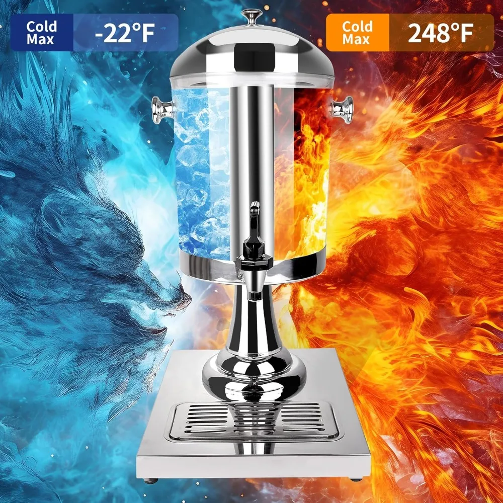 2.2 Gallon Stainless Steel Drink Dispenser with Ice Core, Drip Tray & Stand for Parties - view 2
