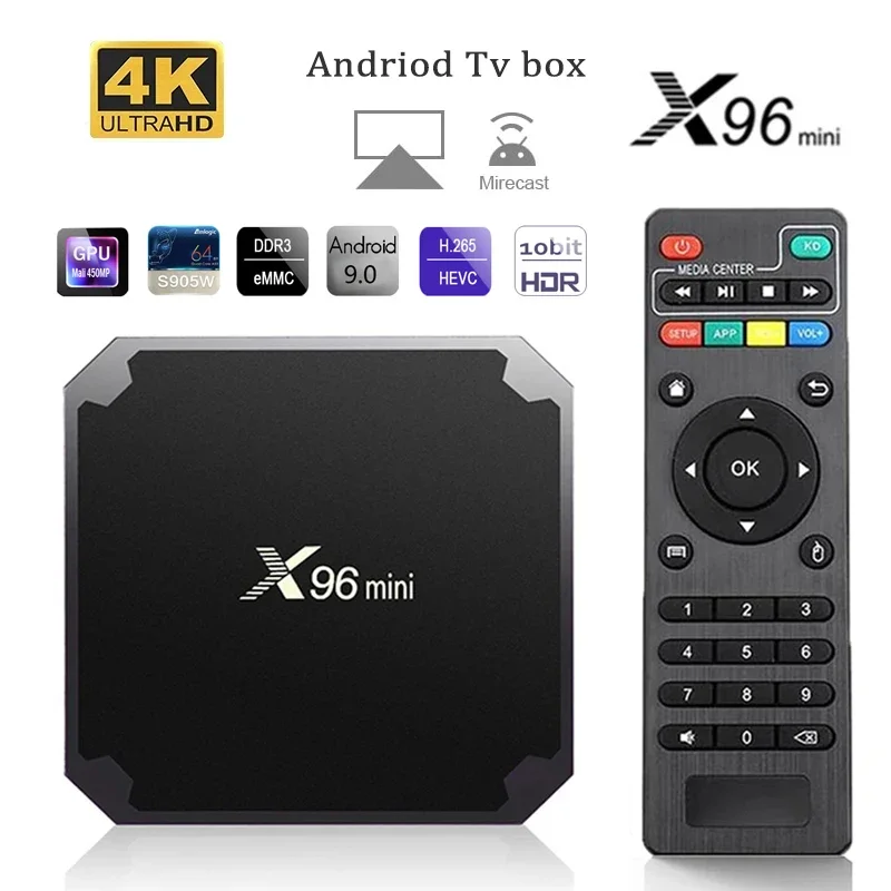 2024 X96mini Android 9 TV Box - Amlogic S905W Quad Core, 4K, 2GB+16GB, HDR10, H.265 Lettore multimediale per IPTV Home Theater Streaming