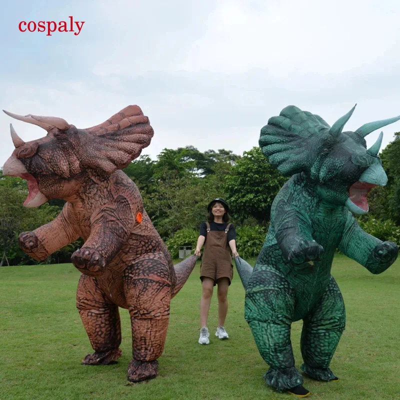 Inflatable Dino T-Rex Spinosaurus Pterosaur Triceratops Adult Velociraptor Costume Mascot Cosplay Halloween Women Man Kid