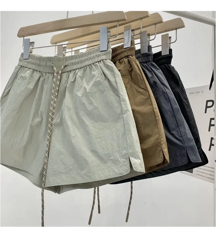 

Американские повседневные рабочие брюки с высокой талией для женщин, летние, тонкие, эластичные, быстросохнущие, спортивные, широкие штаны А-силуэта, хит продаж