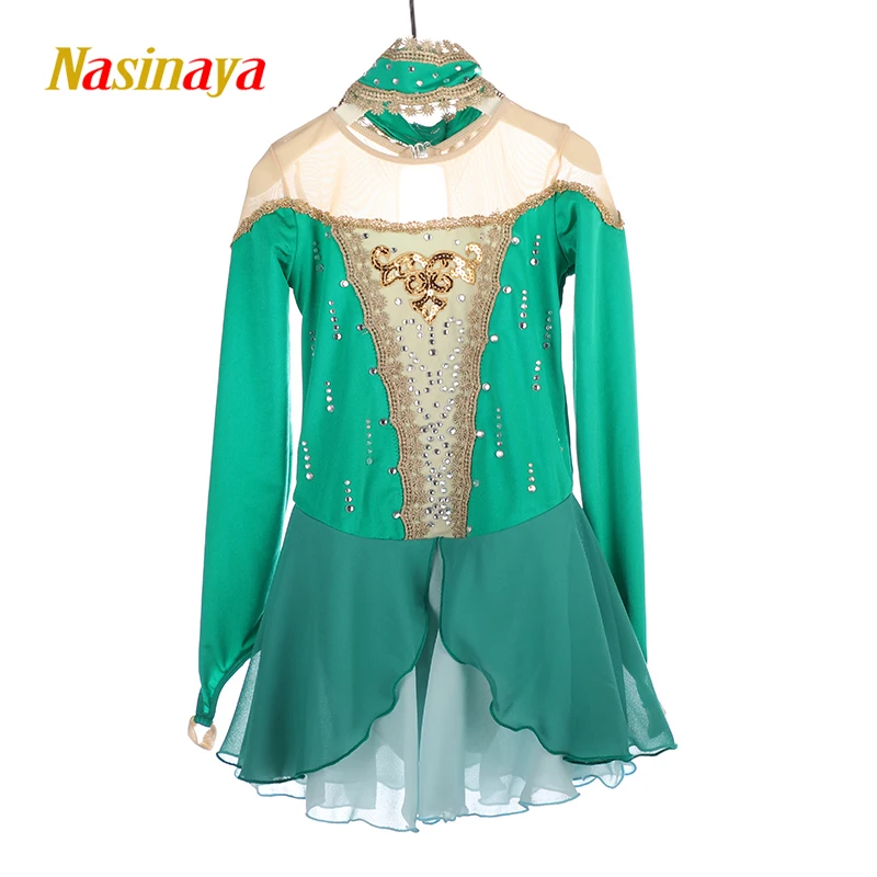 

Figure Skating Dress Competition Training Women's Children's Gymnastics Art Dance Performance Green Clothing