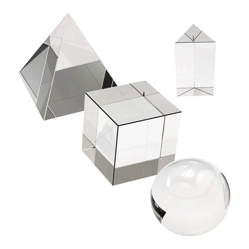 Special Offer~4 Pack Optical Crystal Photography Prism Set,Include 55Mm Ball,50Mm Square And Triangular Prism, 60Mm Optical P