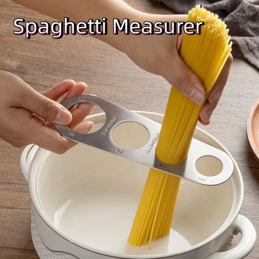 4-Loch-Spaghetti-Messgerät aus Edelstahl mit glatter Oberfläche, Nudel-Messskala, rostbeständiges, gratfreies Nudel-Messwerkzeug
