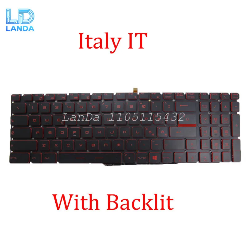 Red Backlit US IT TR FS HB AR FS Keyboard For MSI GL63 8RC 8RD 8RE 8SC 8SD 8SE 9RC 9RD 9SC 9SD 9SE English US Red words New