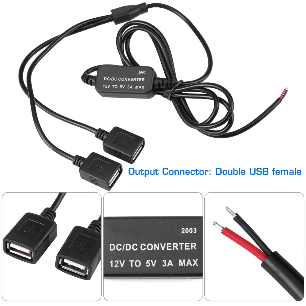 Durable Micro USB Port DC-DC Converter 3A Current 4 Protections Voltage Step Down Regulator Double USB Converter Car Use