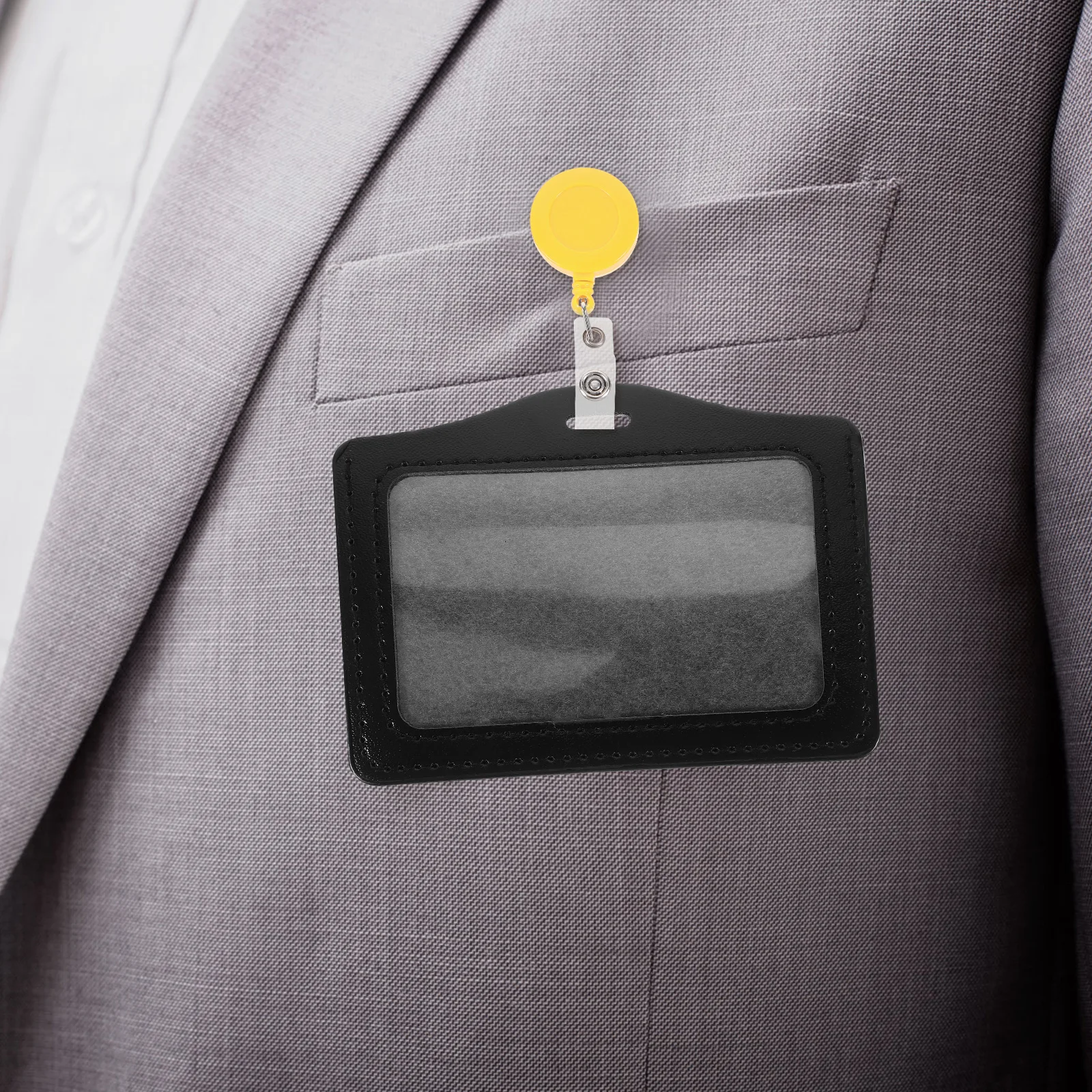 

10Pcs Durable Material Name Badge Holder Horizontal Transparent Cards Cover AntiScratch Black