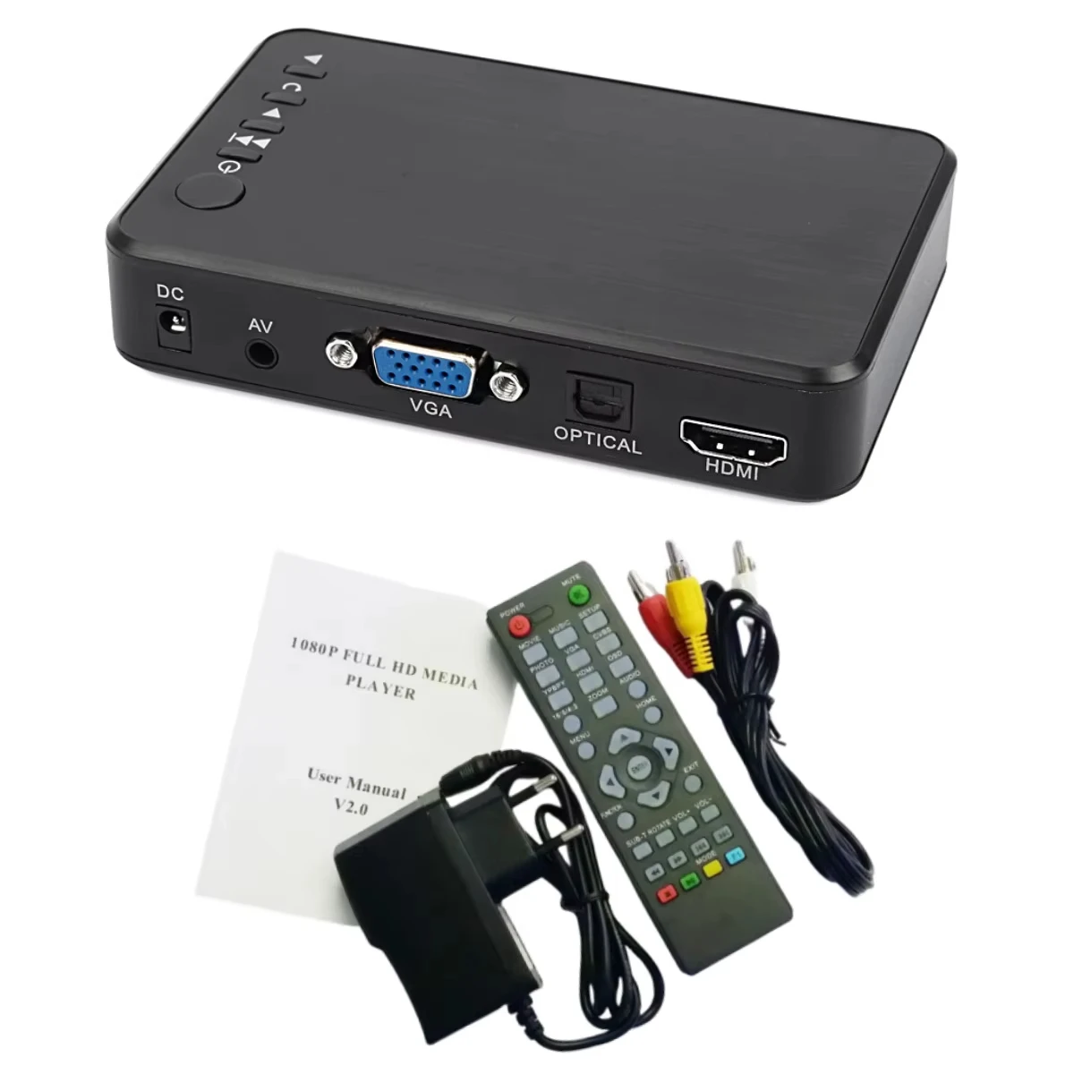 Mini Full HD 1080P Digital HDD Media Player OEM Brand Private Mold VGA Output Plastic Construction Compatibility SD Card USB