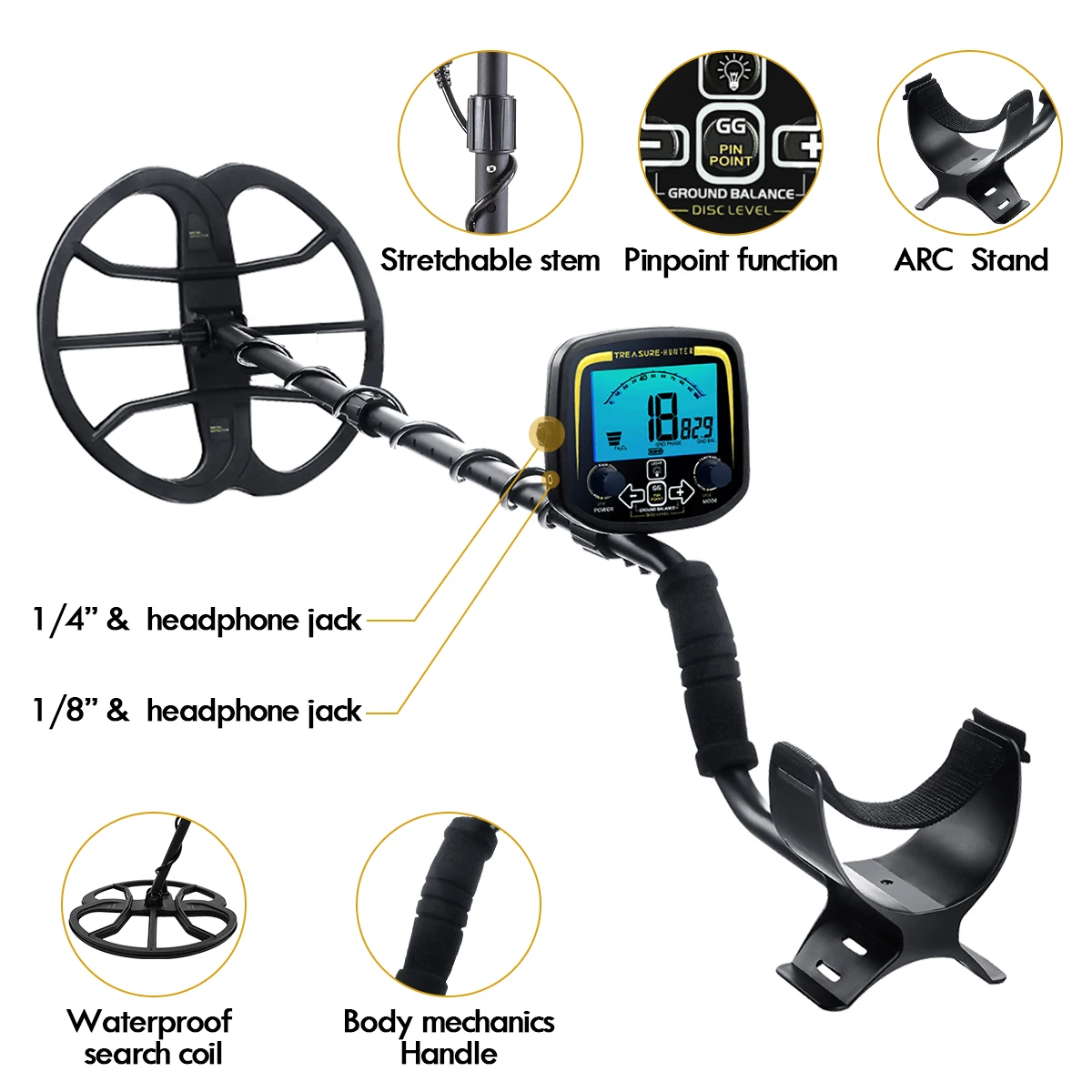 Treasure Hunter Professional GX850 13inch Coil Metal Detector Underground Waterproof Gold Detector Pinpointer High Sensitive