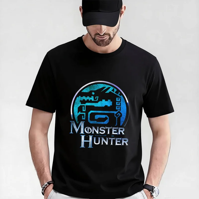 

dragon black 0316 Monster hunter world gift t shirt for men Cartoon Video game MHW Graphic Tee Y2K Clothes All size tops S-6XL