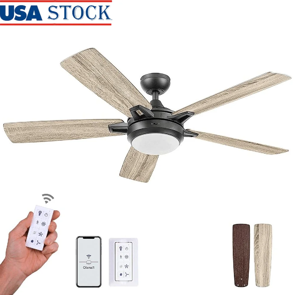 

Умный потолочный вентилятор с комплектом дистанционного светодиодного освещения, двусторонние лопасти, тихий двигатель, декор для прибрежного фермерского дома