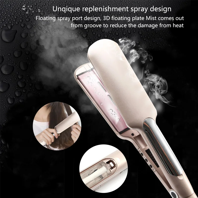 

2 In 1 Steam Hair Straightener with Infrared Flat Iron MCH Fast Heating Professional Salon Tool Straightening Iron