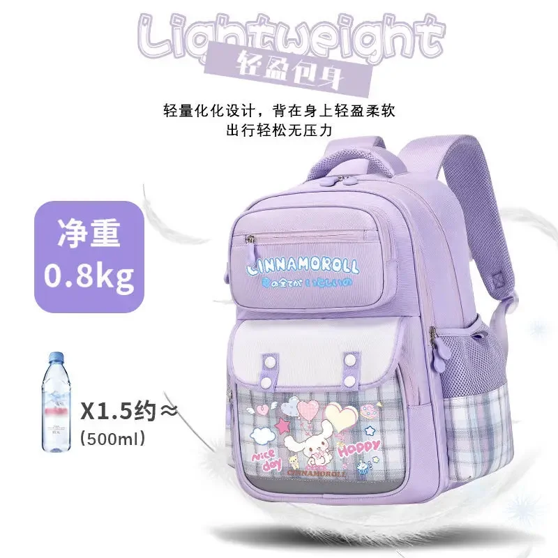 Sanrio-mochila escolar de dibujos animados para estudiantes, morral de gran capacidad con reducción de carga, protección de la columna vertebral, Cinnamoroll Babycinnamoroll