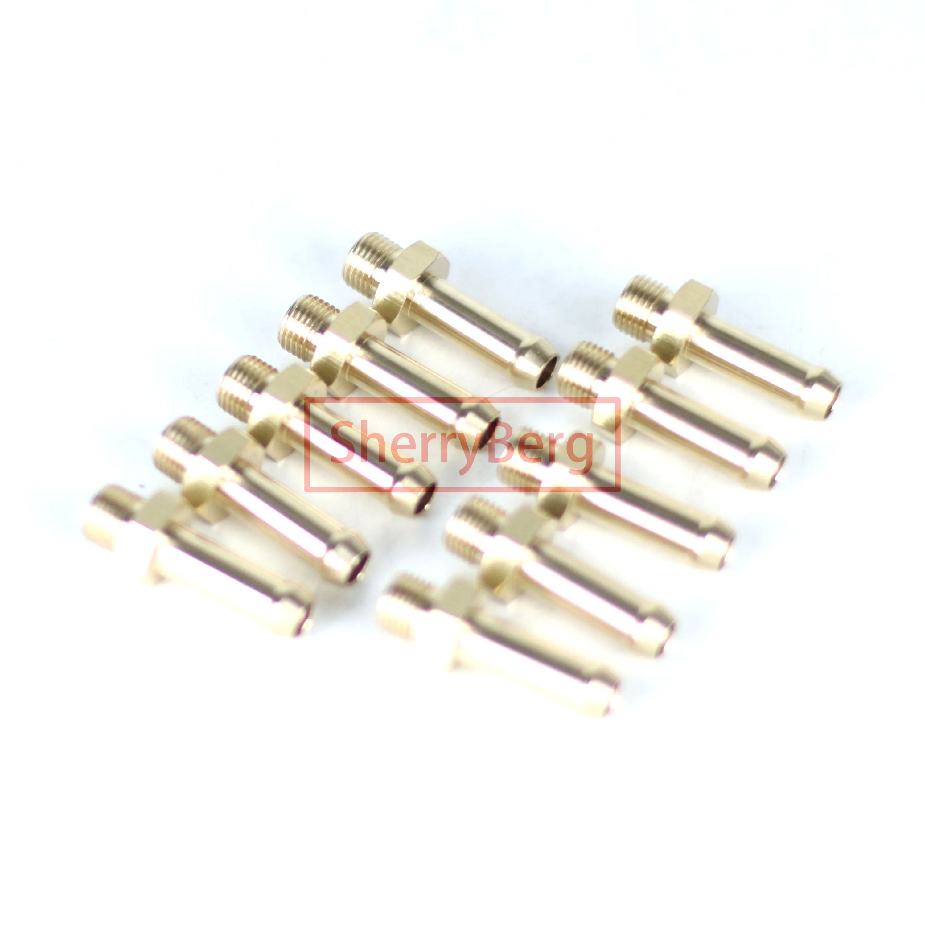 SherryBerg 10PCS Brass Fuel Inlet Pipe FUEL INLET PIPE 10mm For WEBER EMPI IDF DGV DGAV DGEV DGAS BANJO FITTING M10 3/8