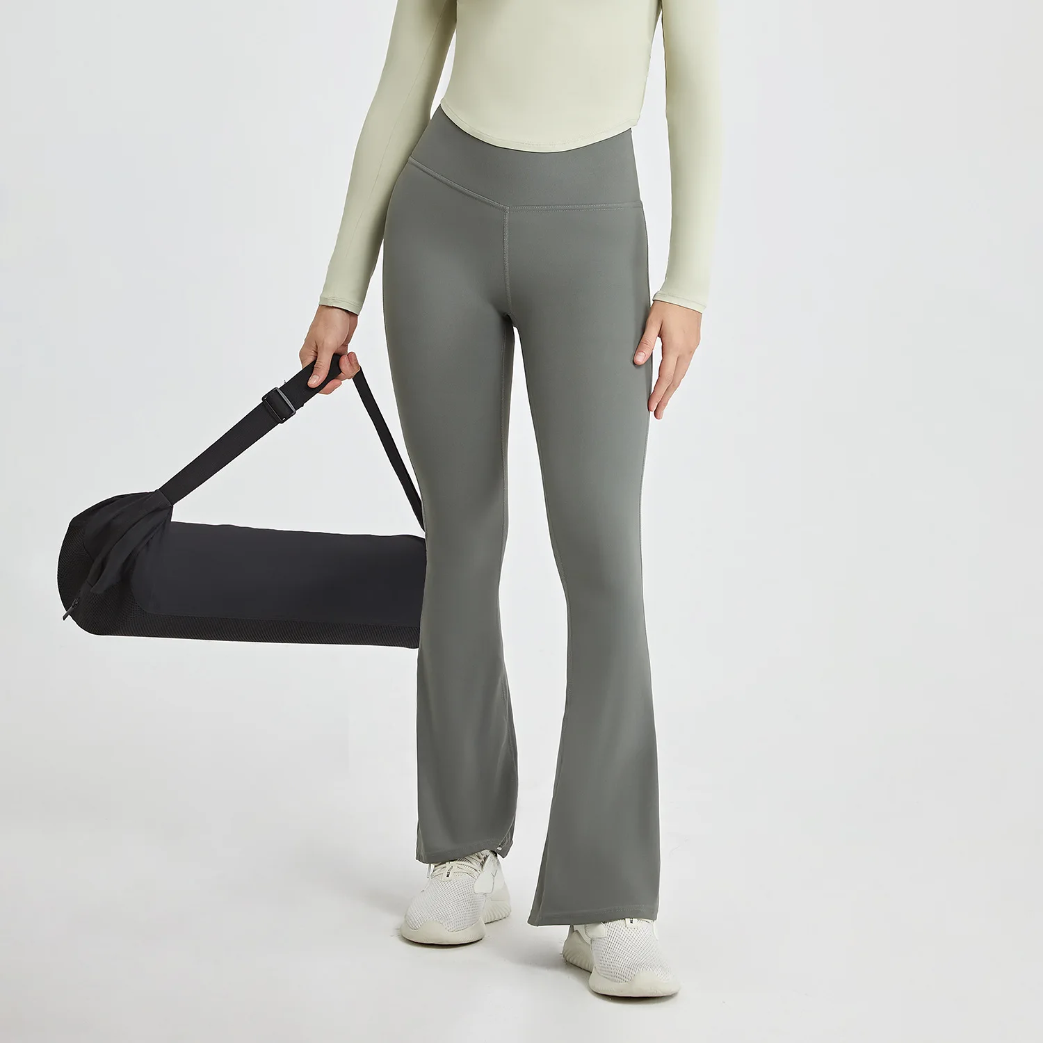 Summer and Autumn Leisure High Elasticity Exercise Yoga Tight Fitting Slim Fit High Waist Fitness Long Bell Bottom Pants