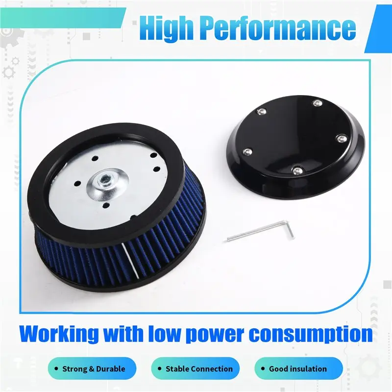 DT42-For Dyna Softail Touring 1999- 2016 Trike 08- 16 Motorcycle Black Air Cleaner Cove& 6 Hole Filter Blue