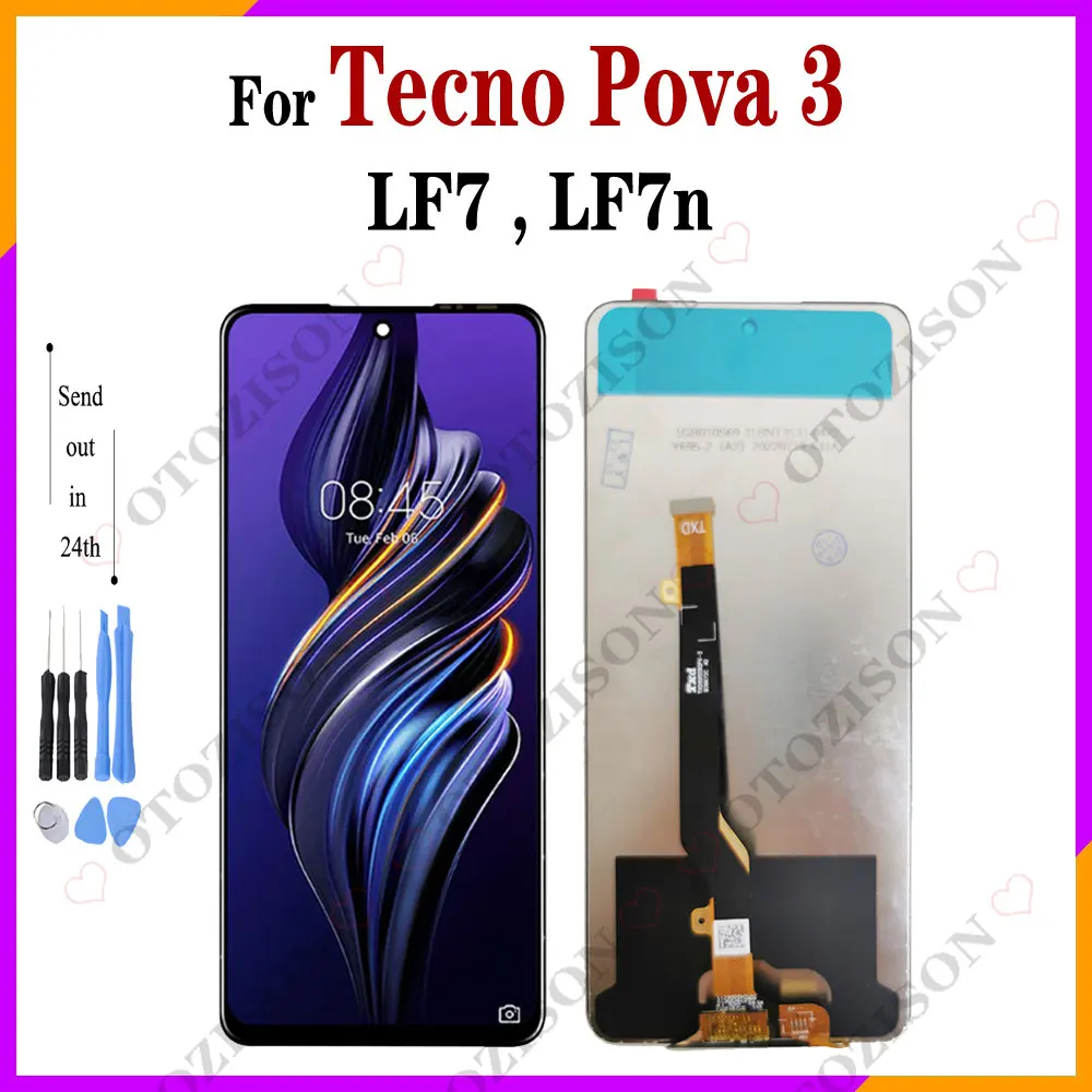 LCD Display Screen For Tecno Pova 2 3 4 Pro NEO 2 5G Pouvoir 3 Plus Touch Digitizer Sensor Assembly LB8 LC7 LE7 LG6n Replacement