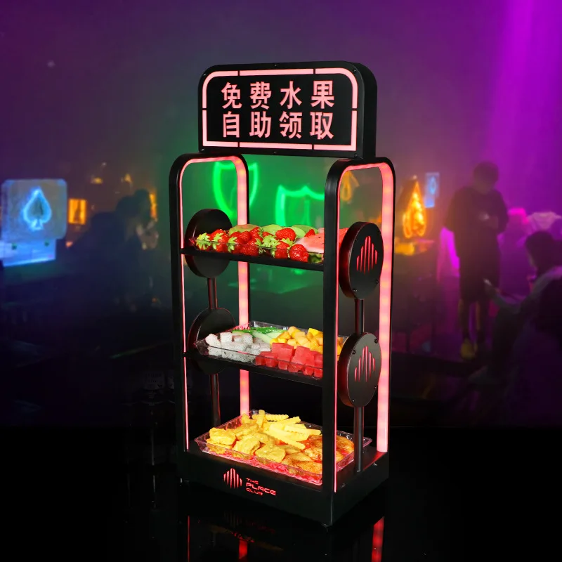 Bar luminous fruit plate rack LED creative luminous snack plate wrought iron KTV advertising display three-layer fruit platter