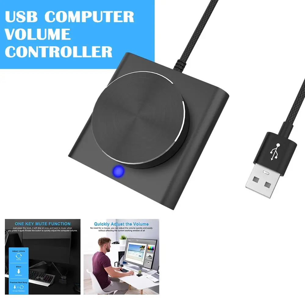 USB Computer Volume Adjuster Controller Multimedia Speaker Audio Knob Line External Adjustment Switch Knob Controller Audio Q6C0