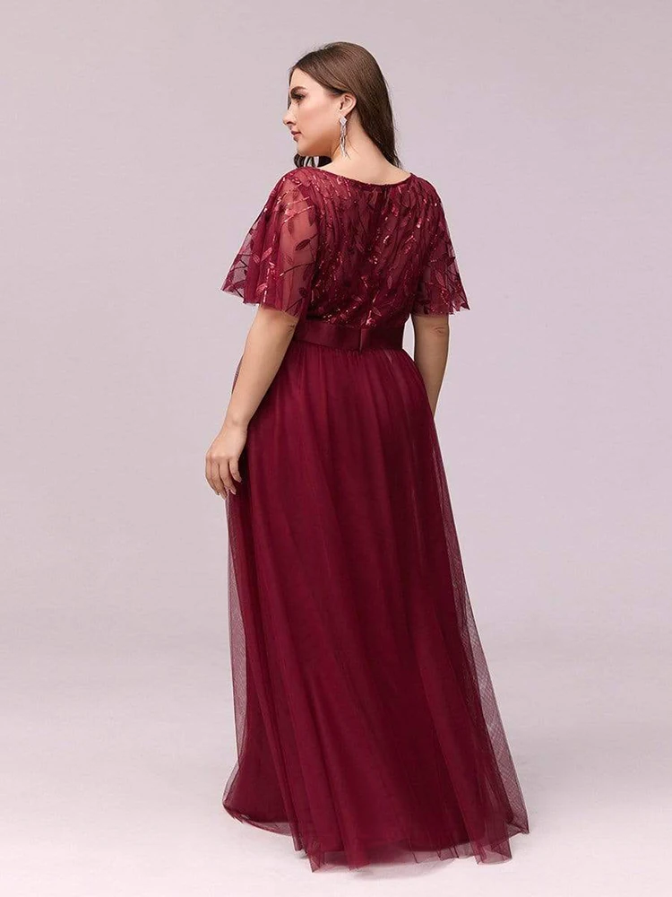 5XL 6XL Women Plus Size Elegant Long Dresses 2023 New Summer Luxury Mesh Sequin Embroidery Formal Wedding Evening Party Clothing