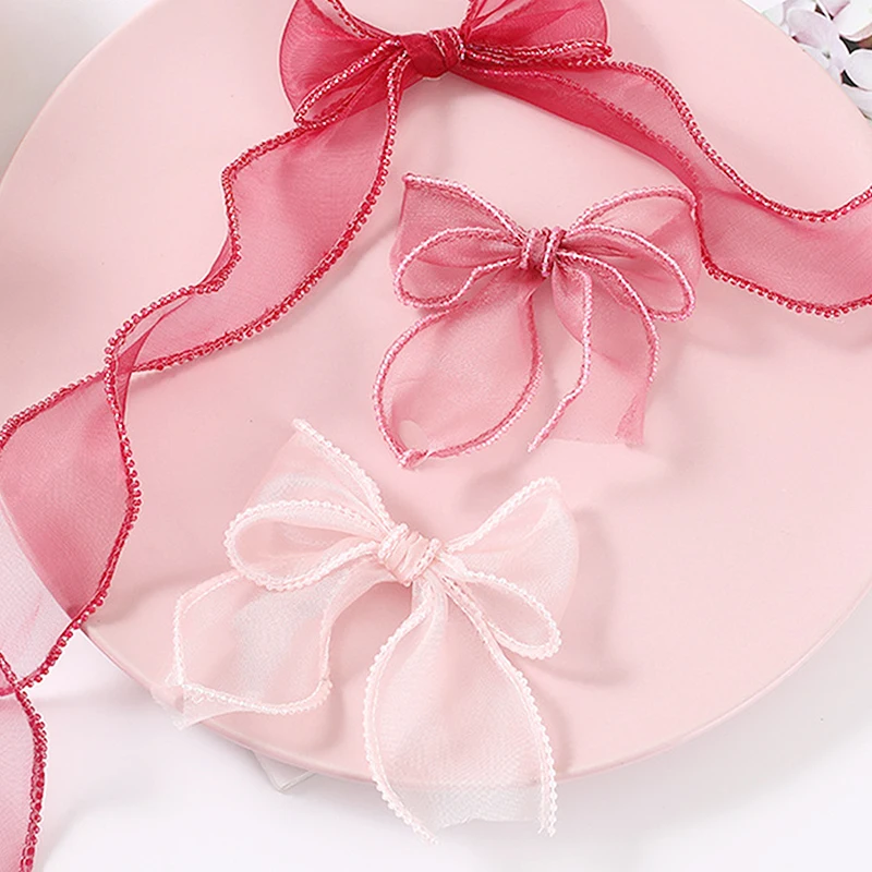 10m/ 2.2m Roll Solid Color Organza Ribbon Wavy Edge Fishtail Ribbon for Flower Bouquet Gifts Packaging Wedding Party Decorations