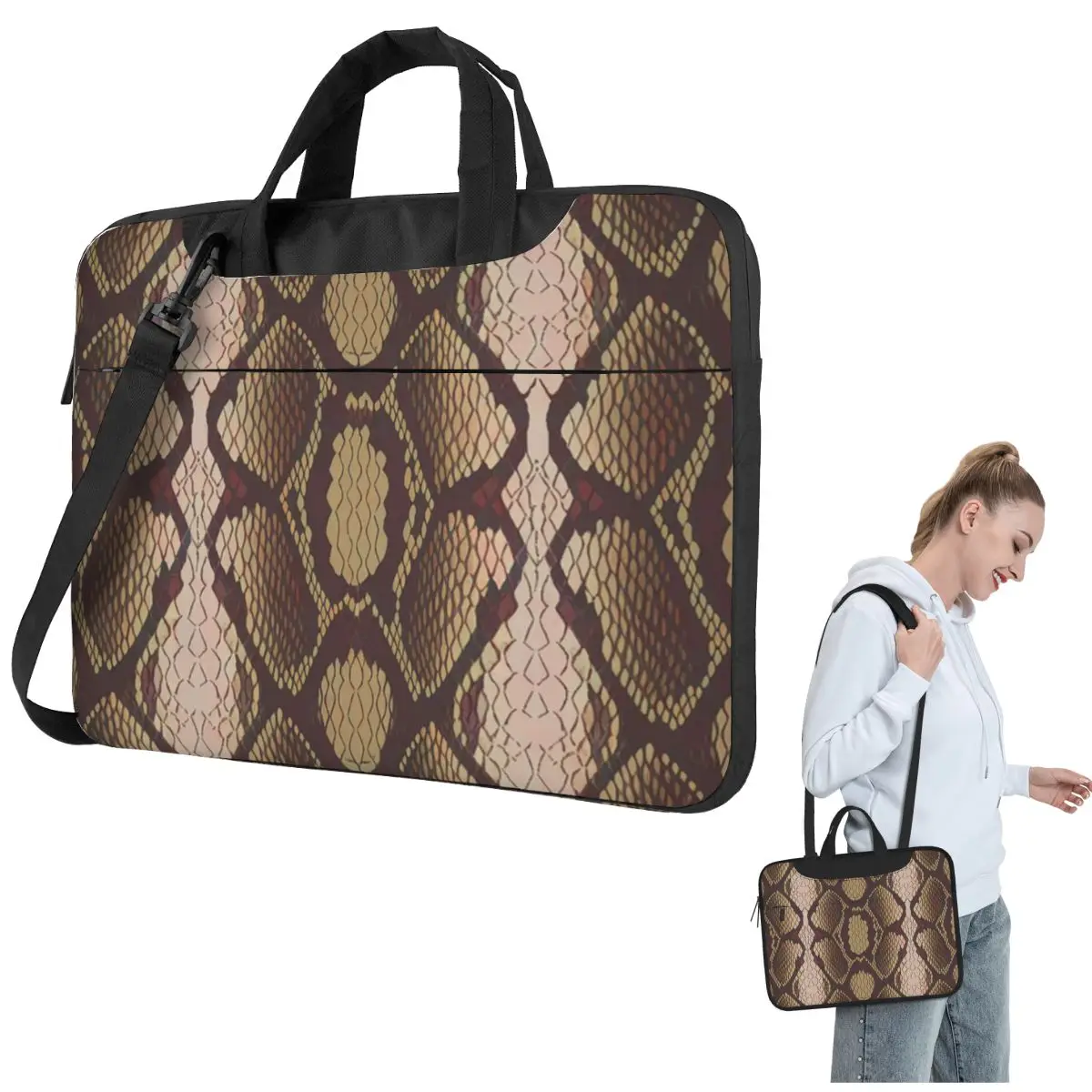 

Snake Skin Pattern Laptop Bag Shockproof Case Computer Bag 13 14 15.6 Inch Crossbody Notebook Pouch For Macbook Pro Air