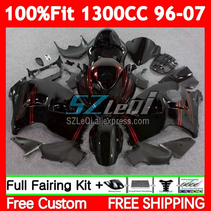 Hayabusa For SUZUKI GSXR1300 87No.74 GSXR 1300 CC 1996 1997 1998 1999 Black red 00 2001 2002 2003 2004 2005 2006 2007 Fairing