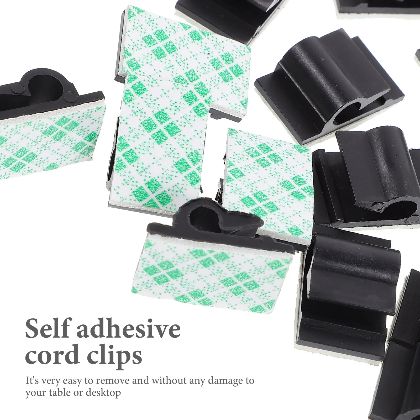 

50Pcs Cable Organizer Clips Strong Adhesive Cord Management for Headphones Chargers USB Cables Black Cable Management