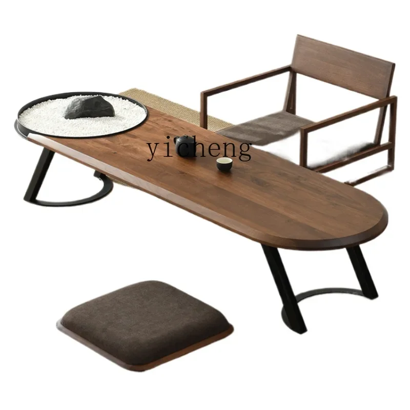 

ZK Black Walnut Solid Wood Tea Table Modern Minimalist Tatami Furniture Zen New Chinese Style Short Tea Table