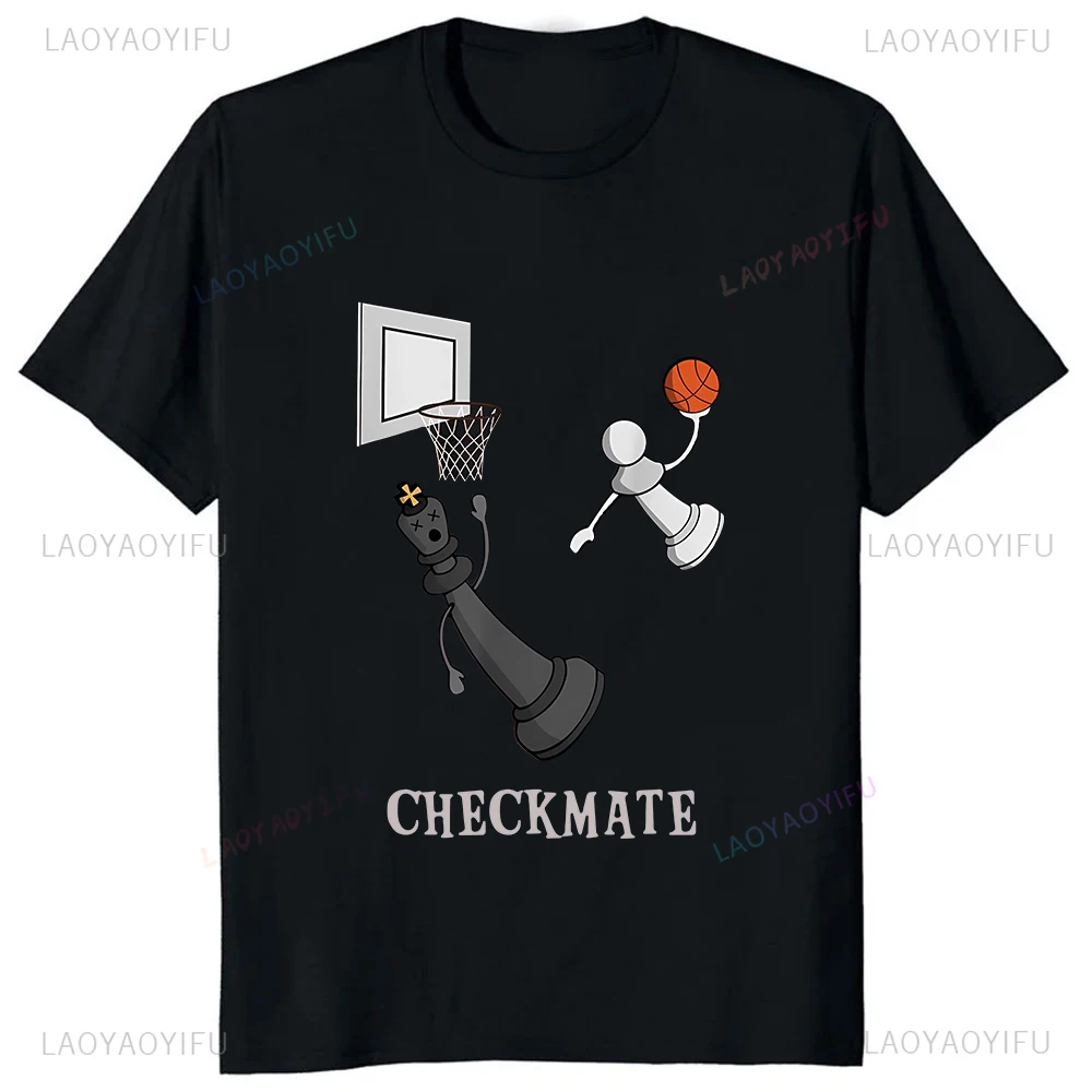 Hot Sale Funny Graphic Checkmate Chess Basketball Game T Shirts Summer Streetwear Short Sleeve T-shirt Harajuku Casual Y2K Tees