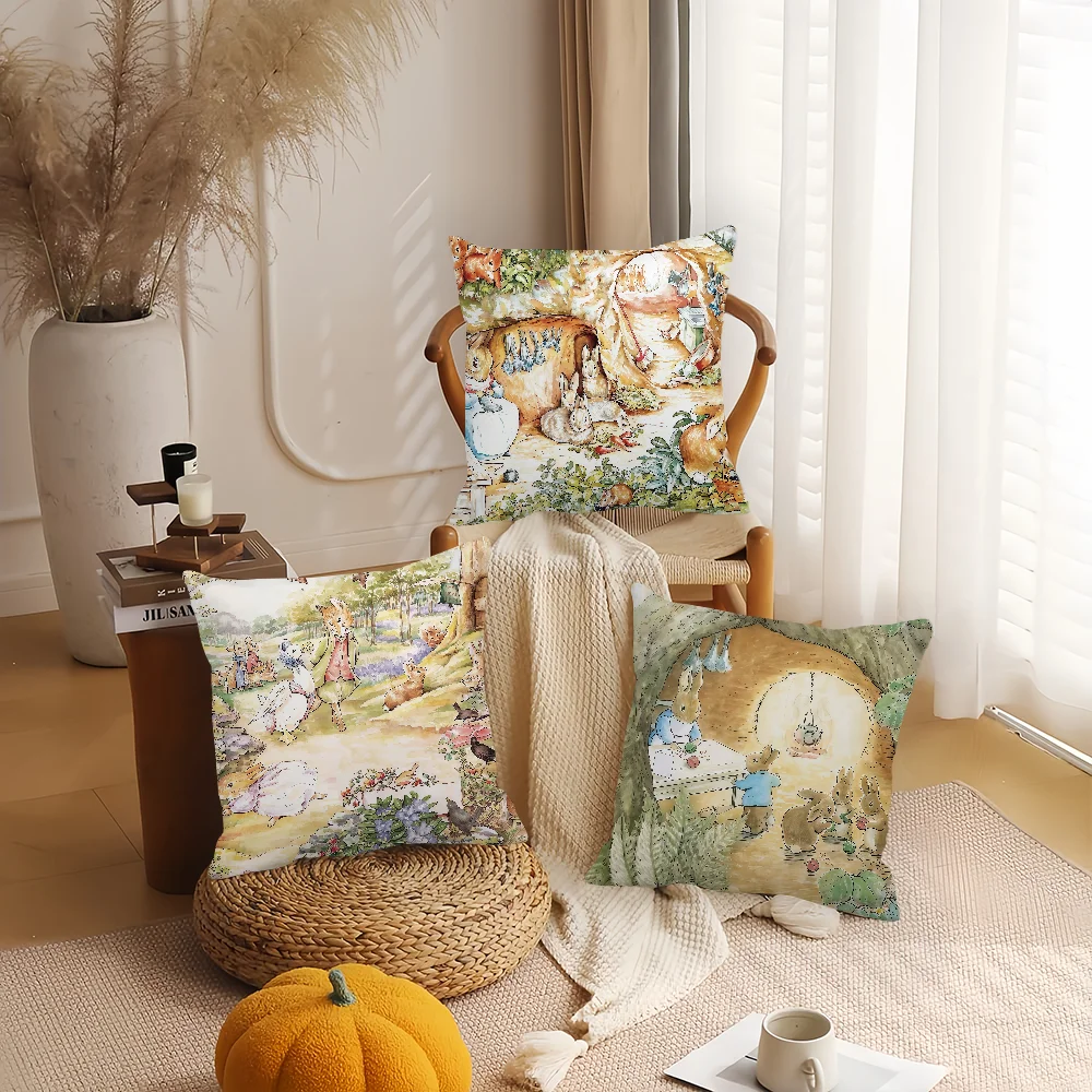 كارتون عيد الفصح P-peter R-أرنب كيس وسادة وسائد مكتب مناسبة لأريكة غرفة نوم السيارة غطاء الوسادة الزخرفية #4