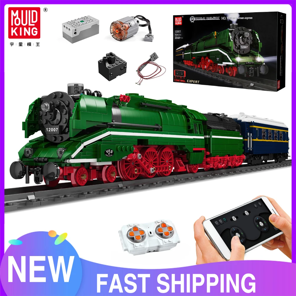 MOULD KING 12007 Technical Car Toys The APP&RC Motorized BR18 201 German Express Train Model Building Blocks Bricks Kids Gift