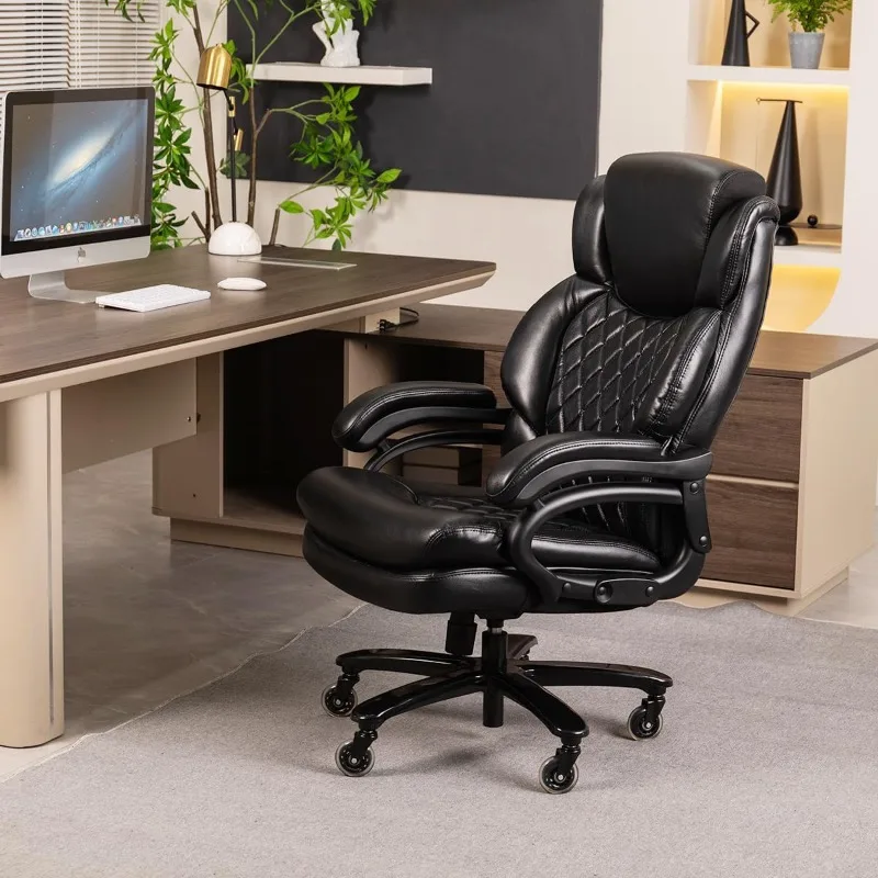 500lbs Large Size Executive Office Chair for Heavy People Big and Tall Office Chair with Adjustable Headrest 360 Swivel Desk