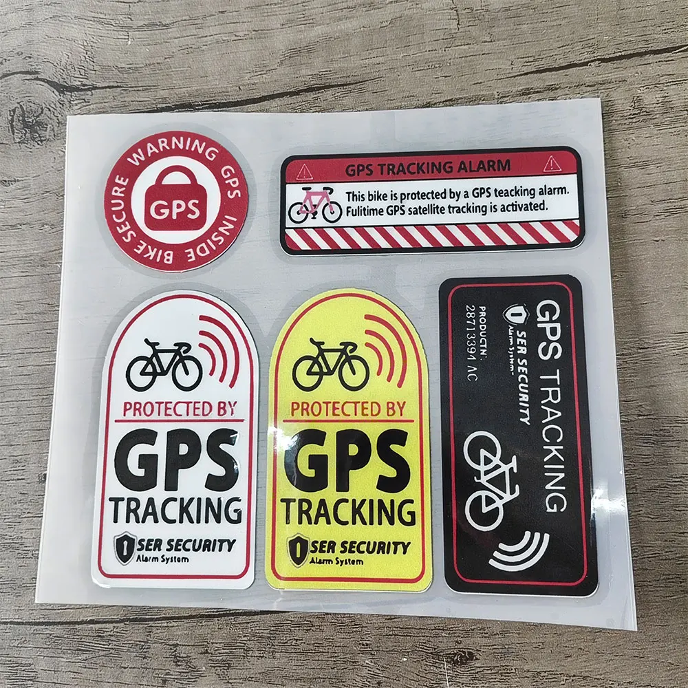 Bicycle GPS Tracking Alarm Sticker Scooter Car Motorcycle Anti-Theft Warning Decal Reflective Waterproof Paster Bike Accessories