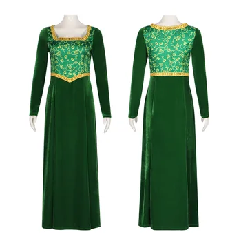 Shrek Cosplay Costume Princess Fiona Dress Halloween Fancy Green Dress Fantasy Party Suit Roleplay for Adult Woman Disguise