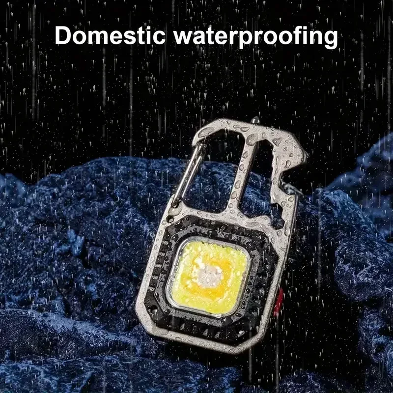 Rechargeable Work Light Portable LED Keychain Mini Flashlight Safety Hammer Lamp Outdoor Camping Light Pocket Wrench Screwdriver