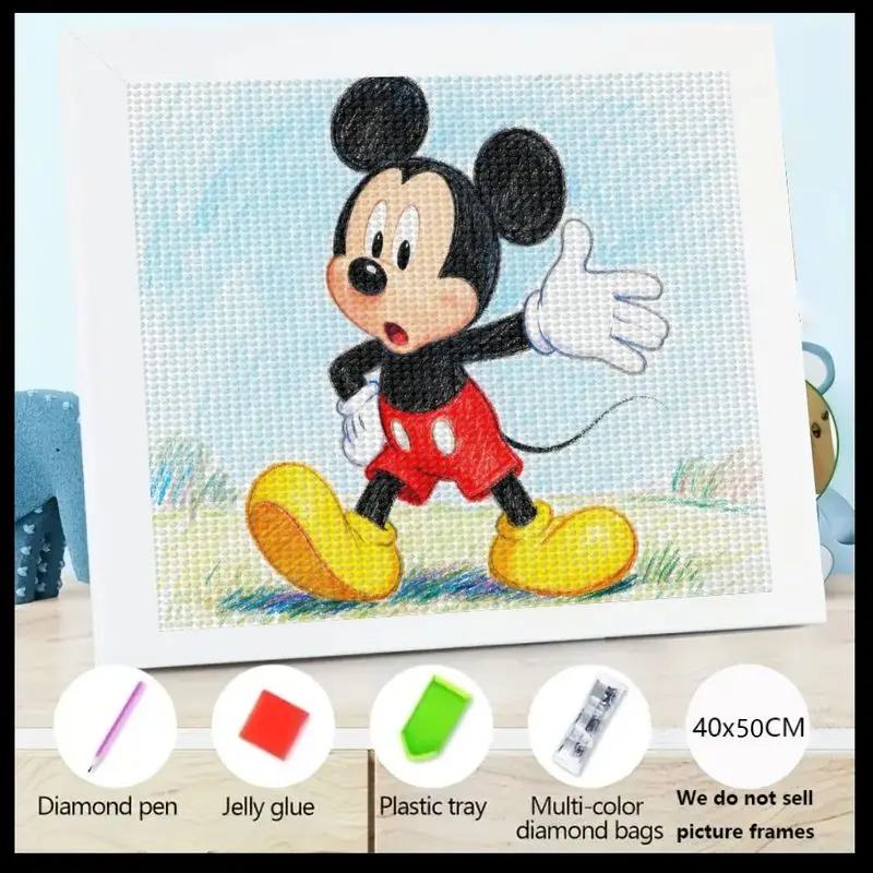 

1 шт., алмазная живопись с Микки Маусом, 5D полный набор сверл, DIY классический персонаж мультфильма Диснея, набор со стразами и кристаллами, 40x50 см Bi