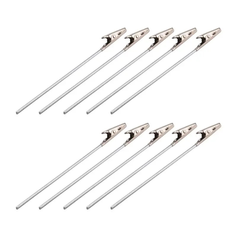 PZHI-10 X Crocodile Metal Clips With Wire Stalk Alligator Clamps For Memo Note Card Holders