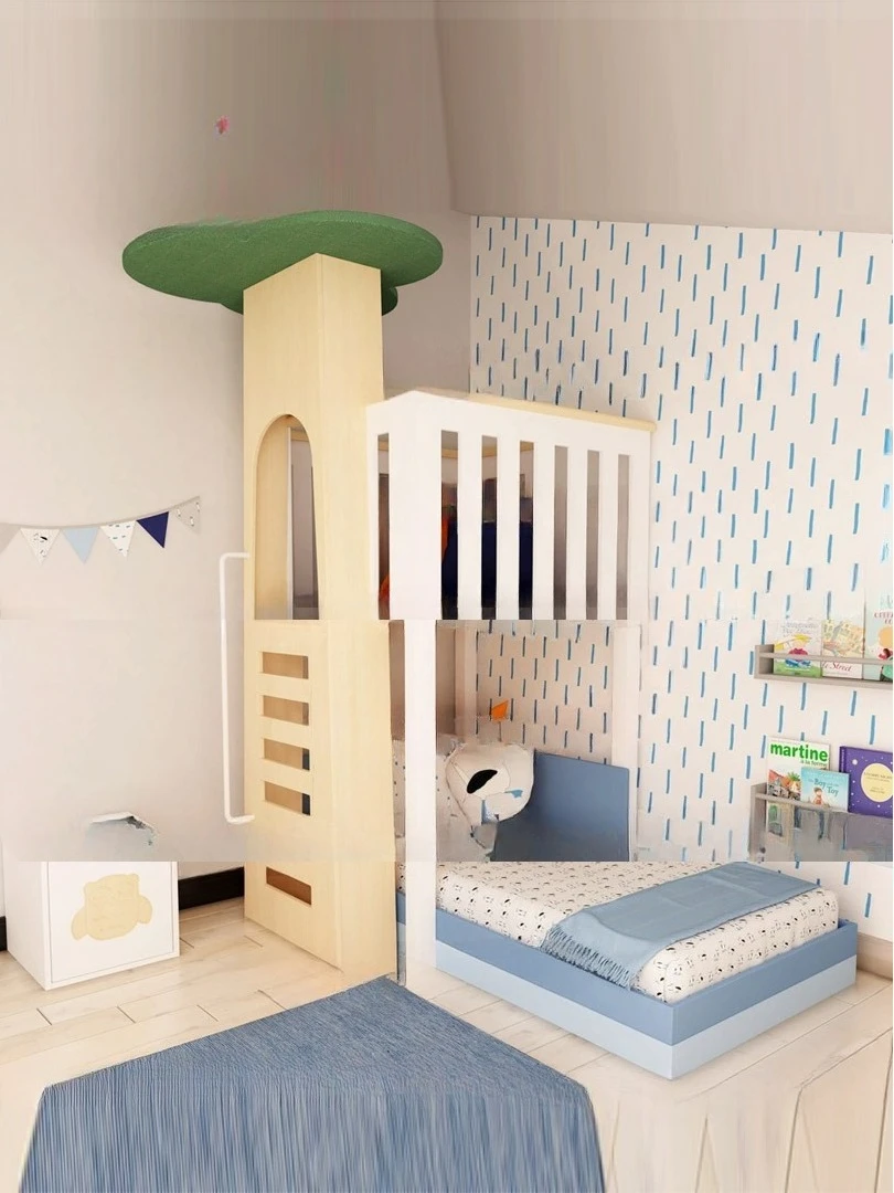 سرير أطفال متداخل بطابقين يكون d بيت شجرة الأطفال b ed منزل اللعب الخشب الصلب للأطفال عالية ومنخفضة b ed