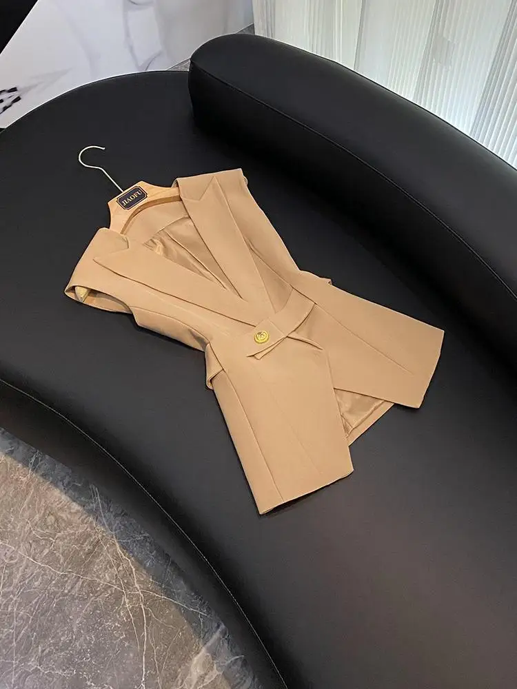 

2025 Winter New High Waist Belt Svel Slim Fit Vest Women's 034 【623】 Commute Sle Pure Color Jaet Vest