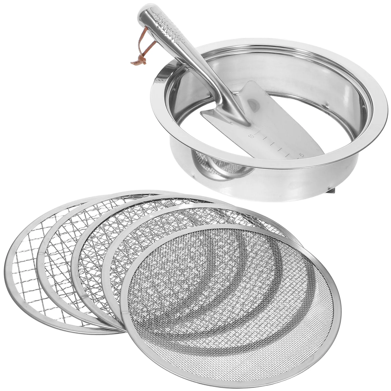 

1Set Soil Sieve Stainless Steel Garden Sifter Compost Sifter Interchangeable Mesh Sizes Potting Soil Sifting Screening Dirt