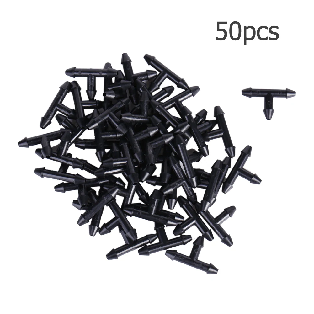 50pcs 3/5 Micro Drip Pipe Connector Plastic Irrigation Pipe Universal Portable Multi-function Lightweight for Watering Systems