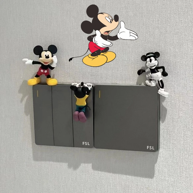 3 قطع ديزني ميكي 3D ديكور التبديل ملصقات الإبداعية الكرتون الديكور ملصقات الحائط غرفة المعيشة سيارة الحلي هدية الكريسماس